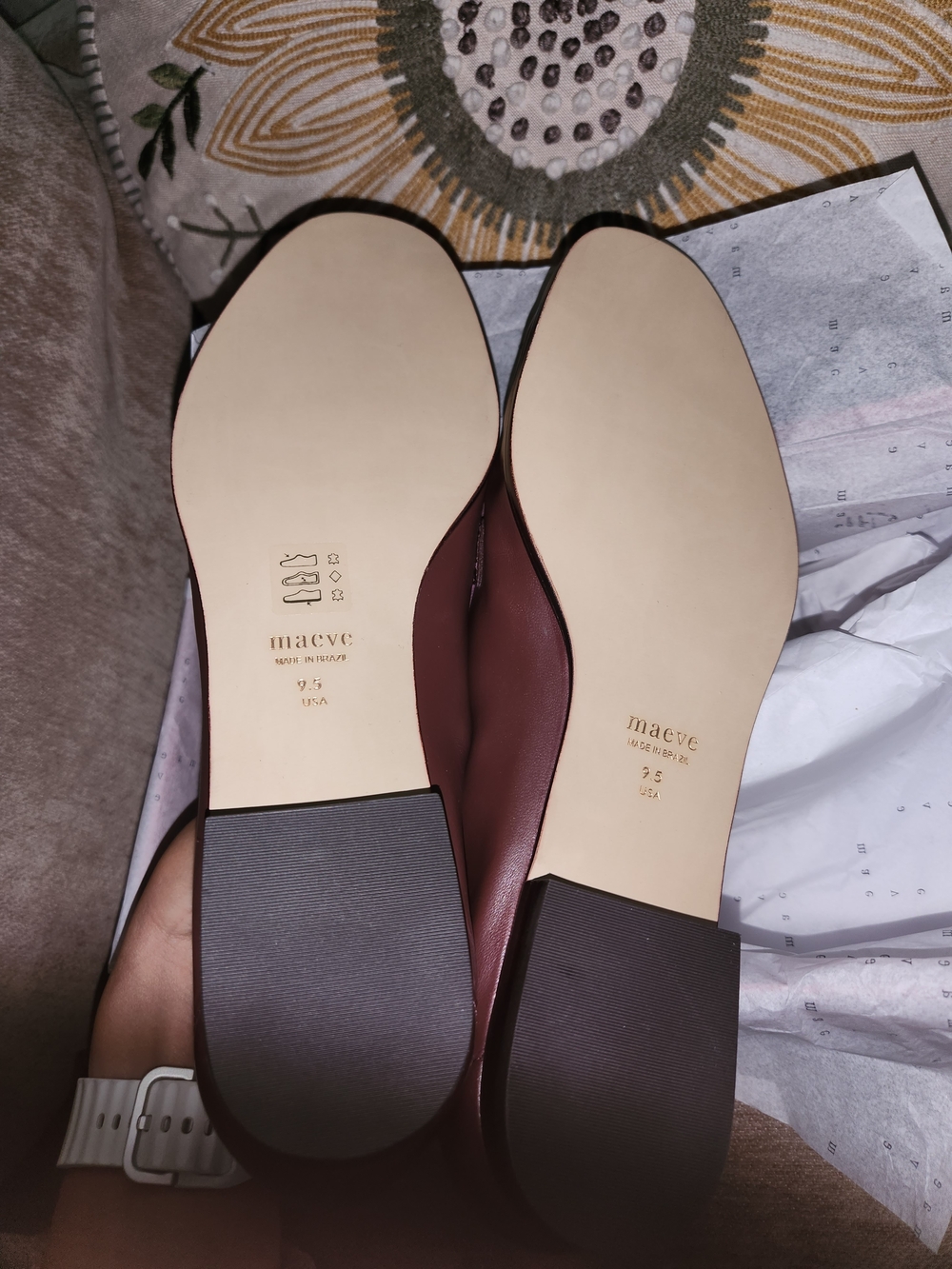 Anthropologie Burgundy Leather Bit-Detail Loafers - Picture 3 of 4